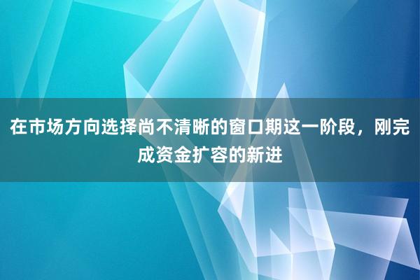在市場方向選擇尚不清晰的窗口期這一階段，剛完成資金擴容的新進